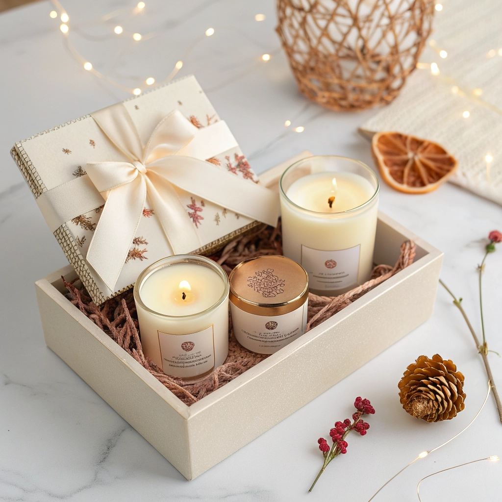 Festive Candle Hamper - gift box of scented candles